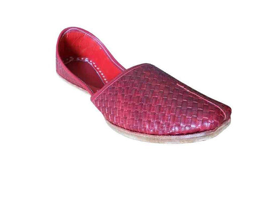 Men Shoes Indian Jutties Handmade Cherry Leather Mojaries Loafers & Slip Ons Flip-Flops Flat US 8-11