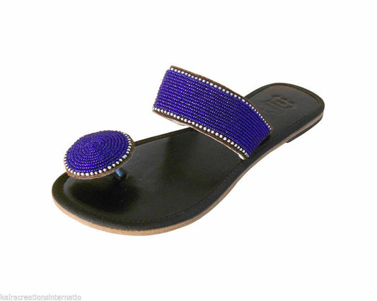 Women Slippers Indian Handmade Mojaries Leather Traditional Black Slip-Ons Flip-Flops Flat US 6/7