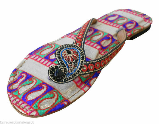 Women Slippers Indian Handmade Traditional Flip-Flops Designer Slipper Flip-Flops Flat US 5-8