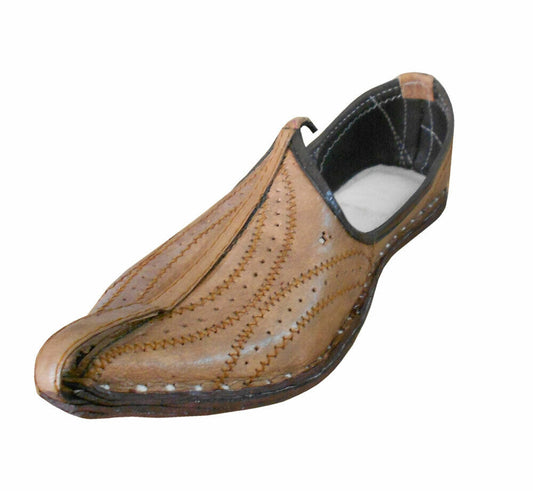 Men Shoes Espadrilles Indian Leather Jutties Traditional Camel Mojaries Flip-Flops Flat US 7