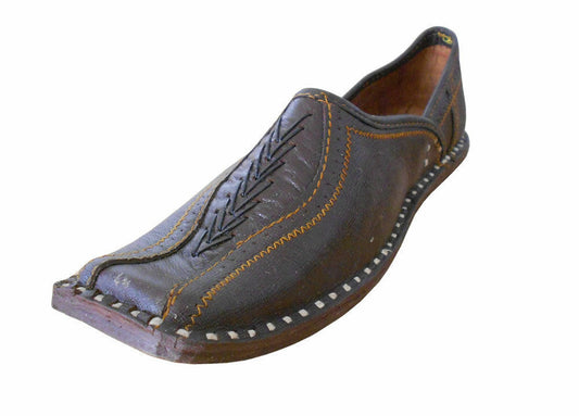 Men Shoes Indian Handmade Jutties Leather Brown Loafers & Slip On Mojaries Flip-Flops Flat US 8