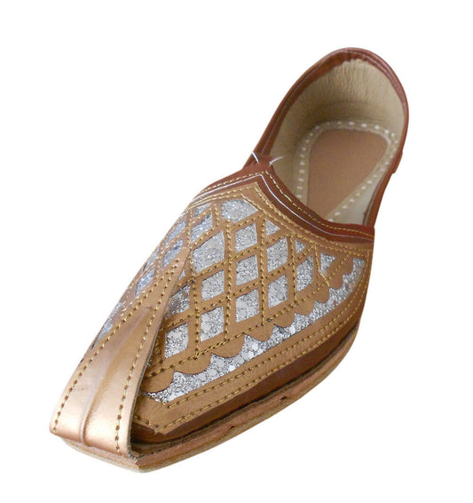 Men Shoes Indian Leather Mojaries Brown Handmade Khussa Espadrilles Jutties Flip-Flops US 7-9