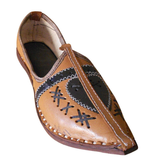 Men Shoes Leather Jutties Indian Brown Handmade Espadrilles Mojaries Flip-Flops Flat US 8