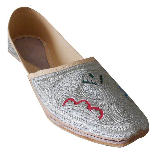 Men Shoes Traditional Leather Jutties Cream Wedding Loafers Mojaries Flip-Flop Flat US 8.5