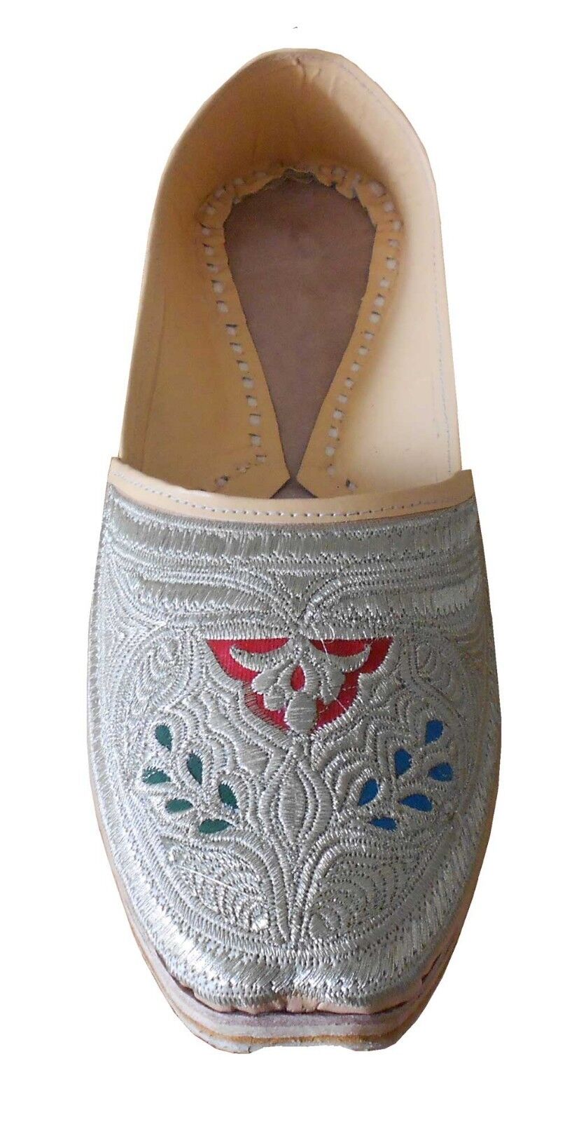 Men Shoes Handmade Casual Jutties Sherwani Leather Mojaries Indian Cream Khussa Flip-Flops Flat US 11