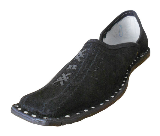 Men Shoes Indian Handmade Black Jutties Leather Mojaries Groom Khussa Flip-Flops US 8