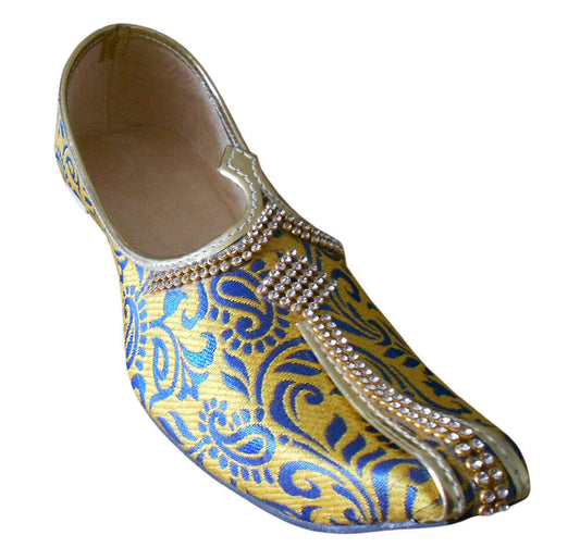 Men Shoes Indian Jutties Handmade Groom Khussa Yellow Mojaries Flip-Flop Flat US 6-7