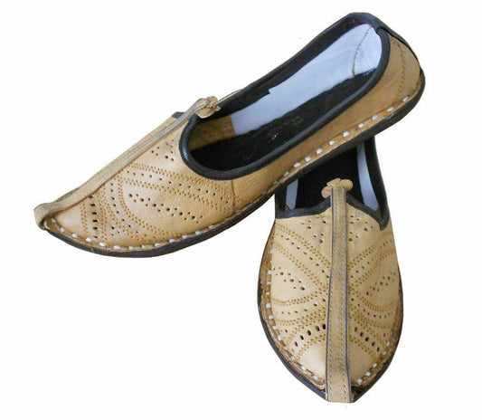 Men Shoes Traditional Jutties Indian Handmade Leather Camel Mojaries Flip Flops Flat US 7