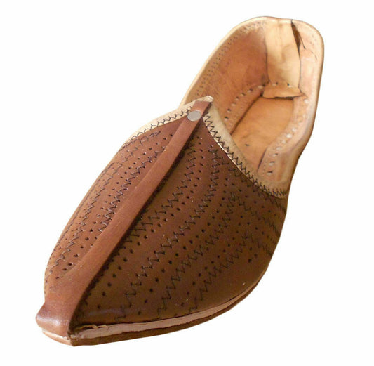 Men Shoes Indian Handmade Jutties Traditional Loafers & Slip Ons Leather Brown Mojaries Flip-Flops Flat US 8