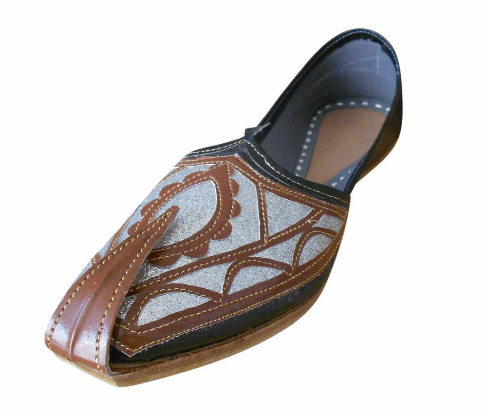 Men Shoes Handmade Leather Indian Jutties Punjabi Casual Khussa Flip-Flops Flat US 7-10