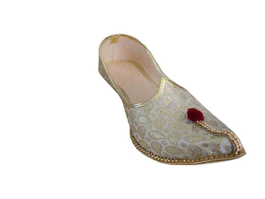 Men Shoes Indian Wedding Mojaries Designer Cream Punjabi Jutties Khussa Flip-Flops Flat US 6/7