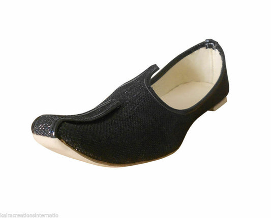 Men Shoes Traditional Wedding Jutties Handmade Loafers Black Mojaries Flip-Flops Flat US 6-9