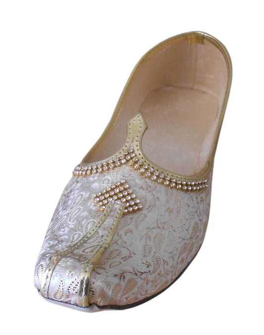 Men Shoes Traditional Groom Leather Mojaries Khussa Wedding Cream Jutties Flip-Flops Flat US 7-12