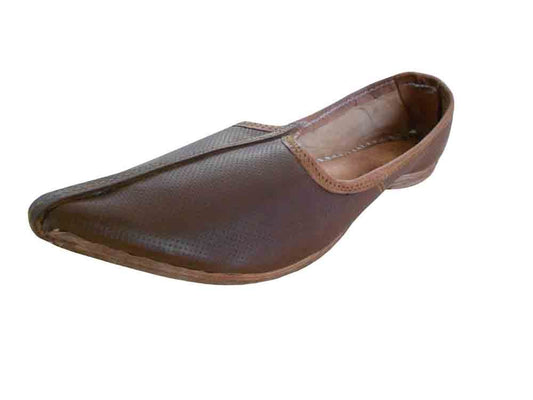 Men Shoes Indian Genuine Casual Jutties Leather Handmade Brown Mojaries Flip-Flops US 8