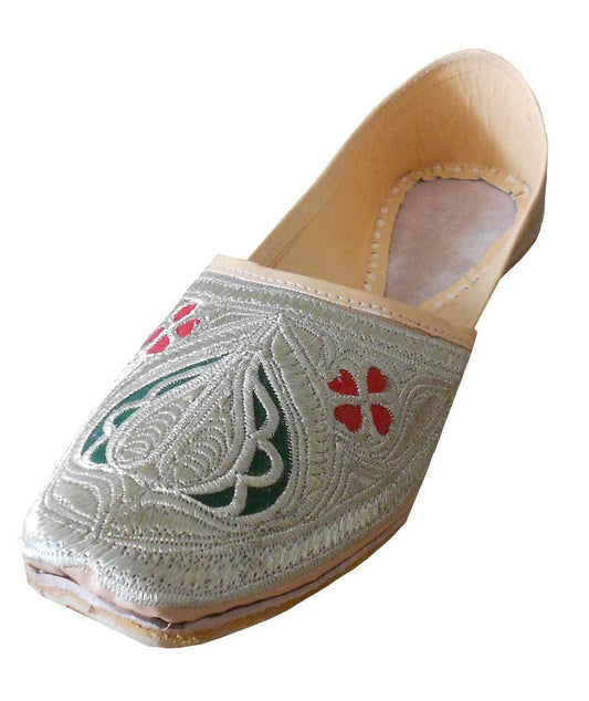 Men Shoes Indian Jutties Punjabi Cream Loafers Leather Handmade Mojaries Flip-Flops Flat US 8