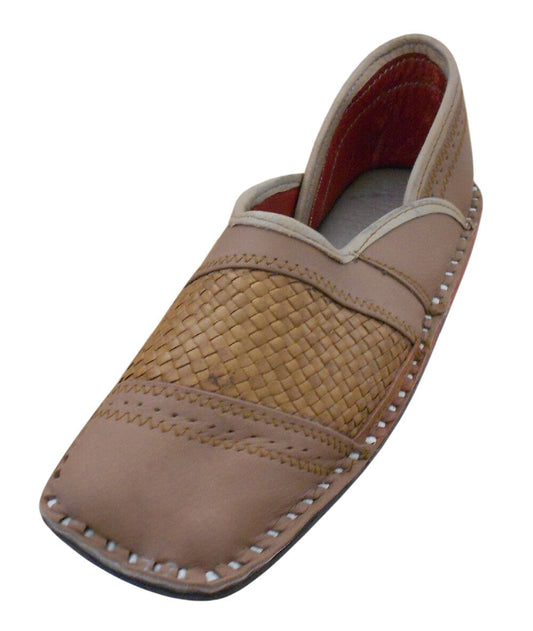 Men Shoes Leather Mojaries Handmade Leather Brown Indian Jutties Flip-Flops US 9-11