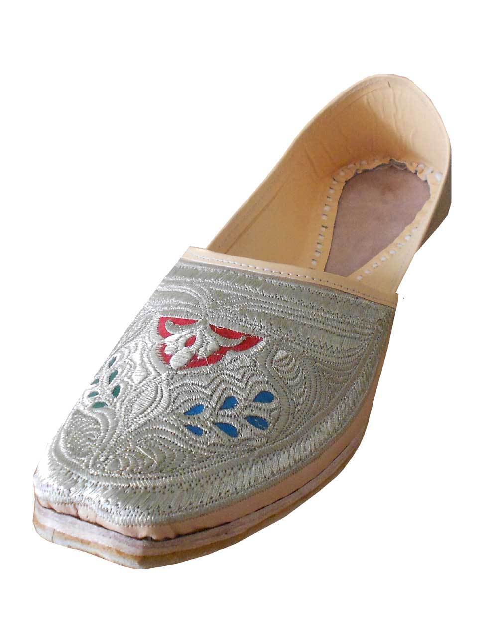 Men Shoes Handmade Casual Jutties Sherwani Leather Mojaries Indian Cream Khussa Flip-Flops Flat US 11