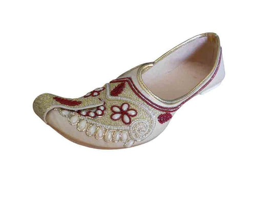 Men Shoes Traditional Sherwani Cream Multi-Color Jutties Handmade Cream Khussa Flip-Flops US 6-12