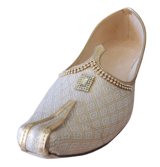 Men Shoes Indian Traditional Wedding Jutties Handmade Cream Groom Mojaries Flip-Flops US 6-12