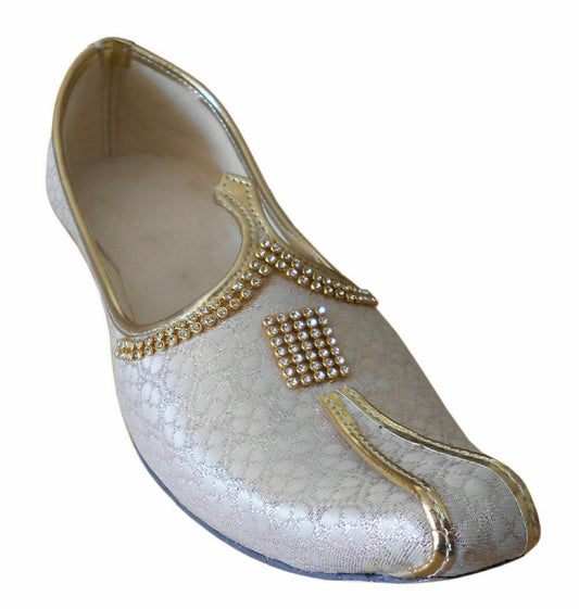 Men Shoes Indian Mojaries Wedding Cream Khussa Loafers & Slip Jutties Flip-Flops Flat US 6/8