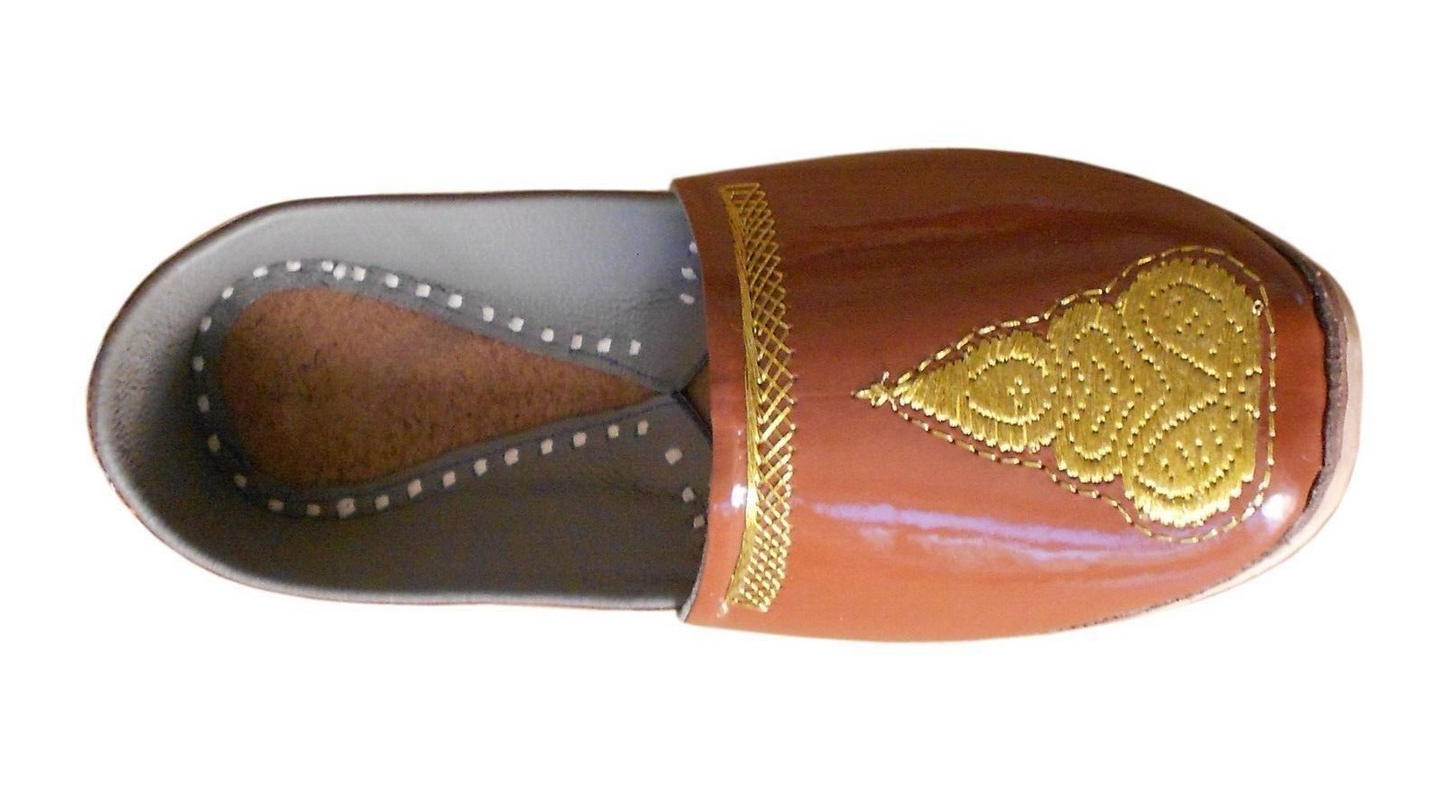 Men Shoes Traditional Punjabi Brown Jutties Slip Ons Leather Mojaries Flip-Flops Flat US 8