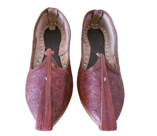 Men Shoes Indian Handmade Jutties Leather Ethnic Mojaries Brown Khussa Flip-Flops Flat US 7