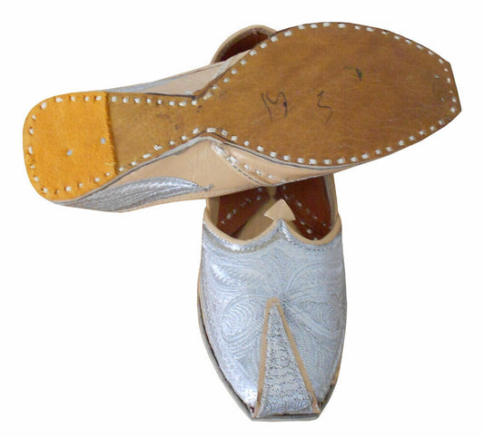 Men Shoes Indian Mojaries Leather Cream Wedding Khussa Loafers & Slip Ons Jutties Flip-Flops Flat US 7