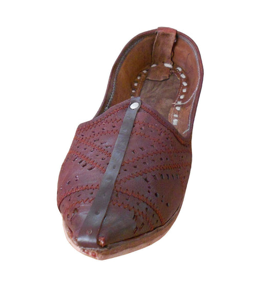 Men Shoes Indian Leather Brown Mojaries Handmade Espadrilles Jutties Flip-Flops Flat US 9