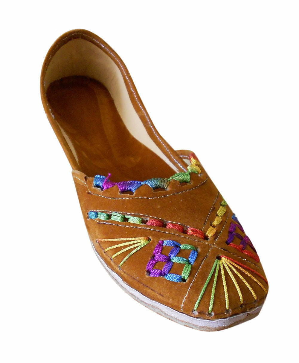 Women Shoes Indian Handmade Traditional Leather Mojaries Ethnic Jutties Flip-Flops US 12