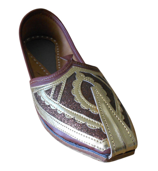 Men Shoes Traditional Brown Indian Leather Mojaries Loafers Khussa Handmade Jutties Flip-Flops Flat US 7-9