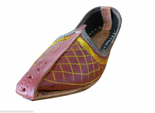 Men Shoes Indian Traditional Handmade Leather Mojaries Brown Jutties Espadrilles Khussa Flip-Flop Flat US 7/8