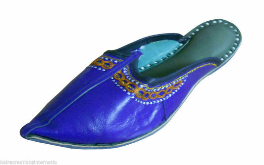 Women Slippers Indian Handmade Leather Mojaries Clogs Purple Jutties Flip-Flops Flat US 5