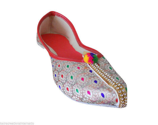 Women Shoes Indian Wedding Handmade Jutties Multicolor Mojaries Flip-Flops Flat US 5-8