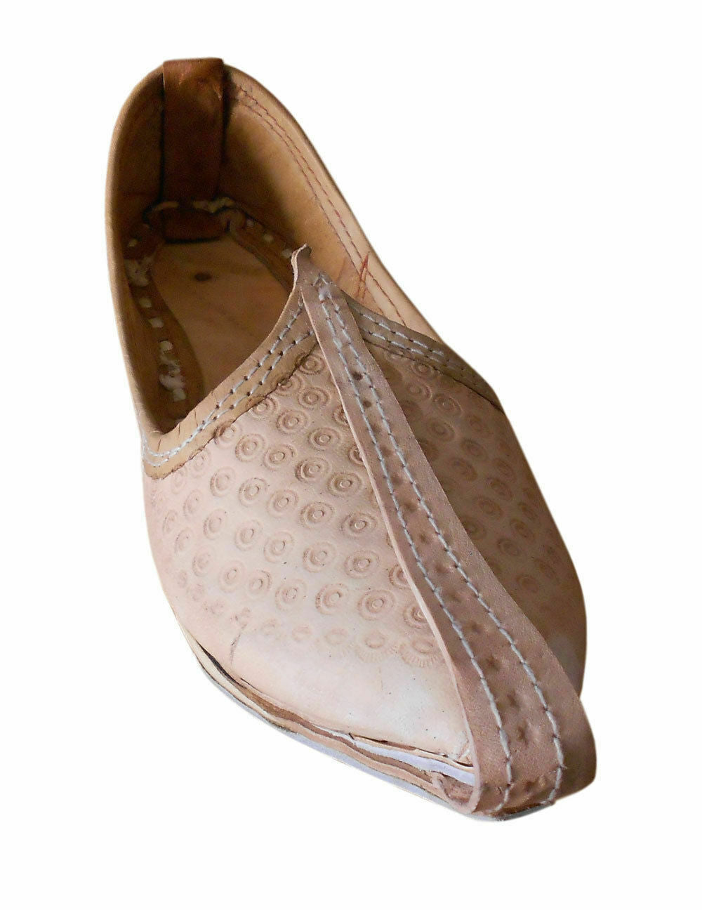 Men Shoes Traditional Indian Leather Mojaries Cream Oxfords Jutties Flip-Flops Flat US 8-10