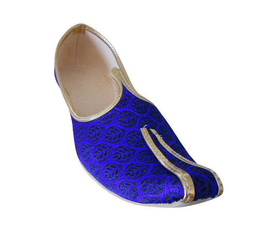 Men Shoes Wedding Jutties Blue Khussa Indian Mojaries Loafers & Slip Ons Flip-Flops Flat US 6-12