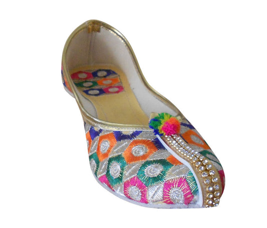 Women Shoes Traditional Jutties Indian Khussa Handmade Party Mojaries Flip-Flops Flats US 5-7