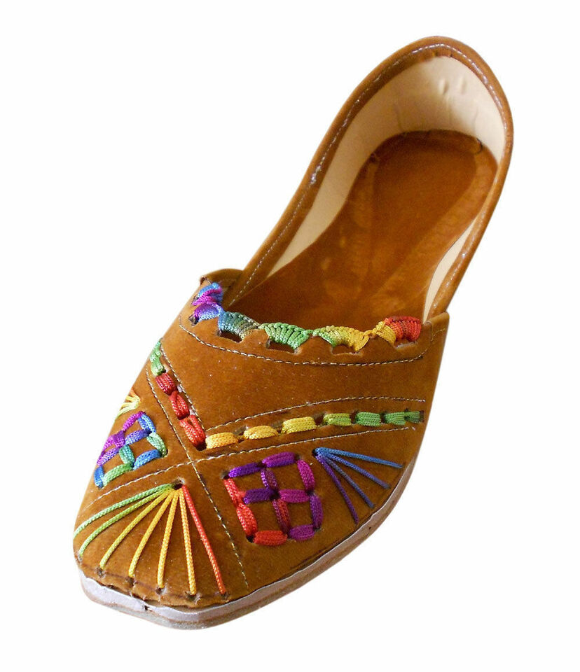 Women Shoes Indian Handmade Traditional Leather Mojaries Ethnic Jutties Flip-Flops US 12