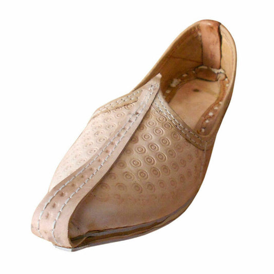 Men Shoes Traditional Indian Leather Mojaries Cream Oxfords Jutties Flip-Flops Flat US 8-10