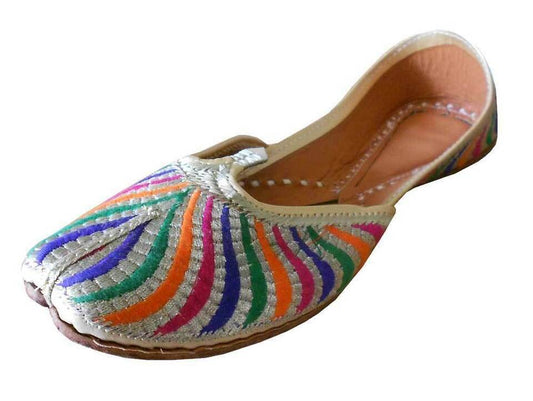 Women Shoes Handmade Leather Wedding Khussa Loafers Indian Mojaries Flip-Flops Flat US 5.5-8.5