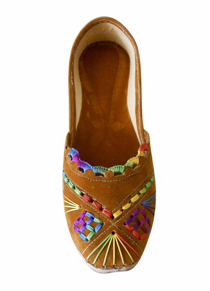 Women Shoes Indian Handmade Traditional Leather Mojaries Ethnic Jutties Flip-Flops US 12