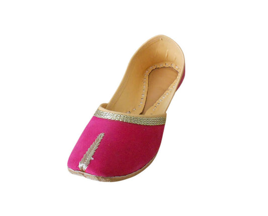 Women Shoes Handmade Leather Mojaries Ballerinas Indian Pink Jutties Flip-Flops Flat US 6-12