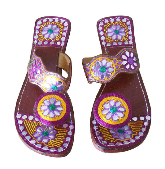 Women Slippers Indian Handmade Mojaries Traditional Jutties Leather Flip-Flops Flat US 7.5