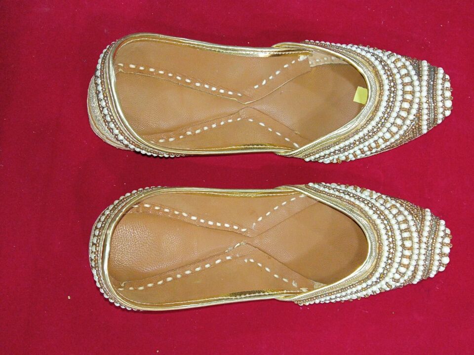 Women Shoes Indian Khussa Handmade Jutties Ballerinas Leather Mojaries Flip-Flops Flat US 6-9