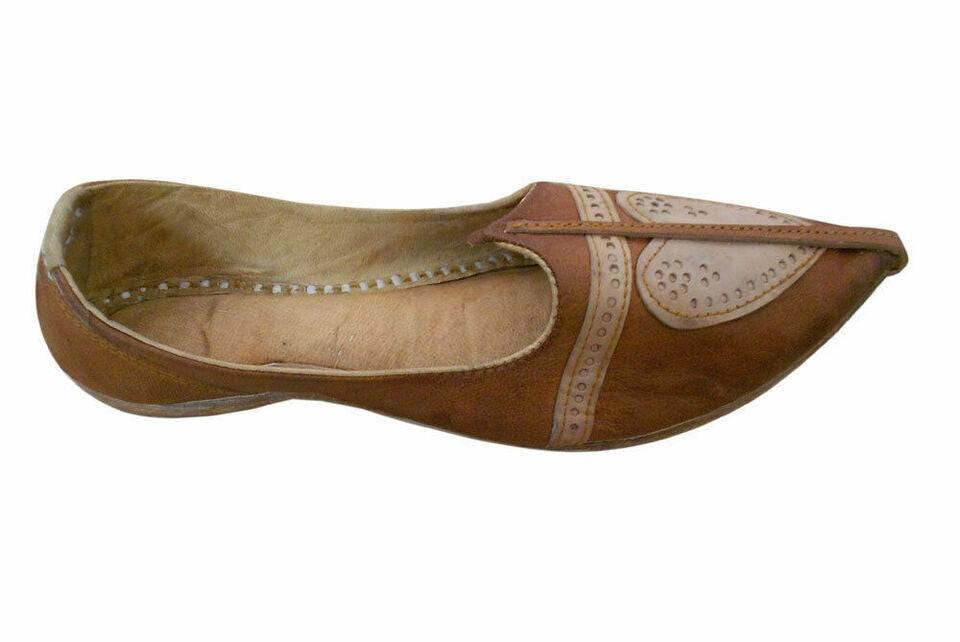 Men Shoes Traditional Genuine Indian khussa Leather Mojaries Handmade Flip-Flops Flat US 8