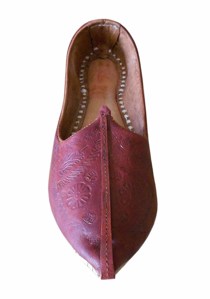 Men Shoes Indian Handmade Traditional Leather Mojaries Espadrilles Cherry Jutties Flip-Flops Flat US 12