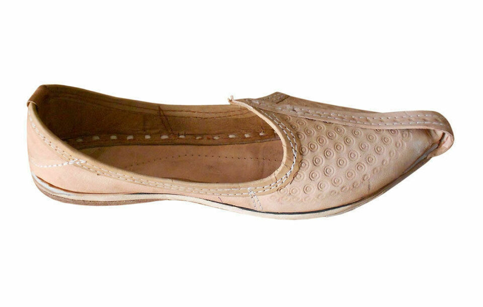 Men Shoes Traditional Indian Leather Mojaries Cream Oxfords Jutties Flip-Flops Flat US 8-10