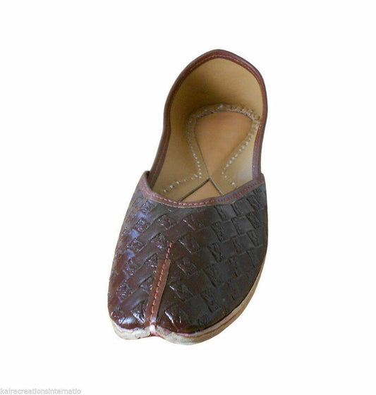 Women Shoes Indian Handmade Leather Mojaries Ballerinas Brown Jutties Flip-Flops US 6.5