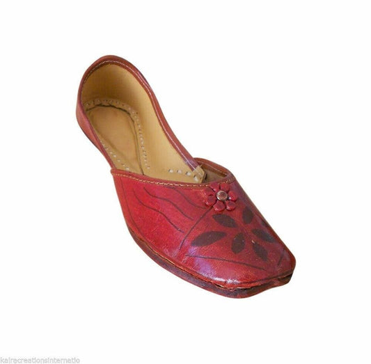 Women Shoes Traditional Leather Jutties Ballet Ballerinas Cherry Mojaries Flip-Flops Flat US 5.5/6.5