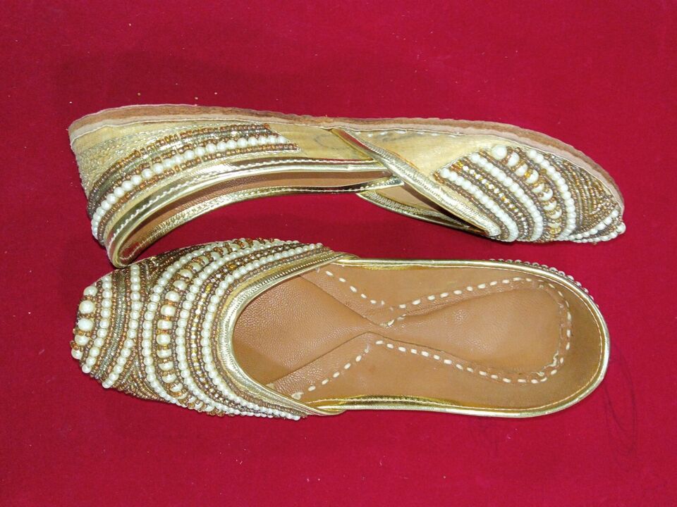 Women Shoes Indian Khussa Handmade Jutties Ballerinas Leather Mojaries Flip-Flops Flat US 6-9