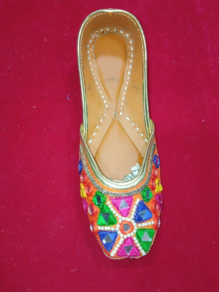 Women Shoes Indian Punjabi Mojaries Handmade Khussa Punjabi Jutties Flip-Flop Flat US 6-9